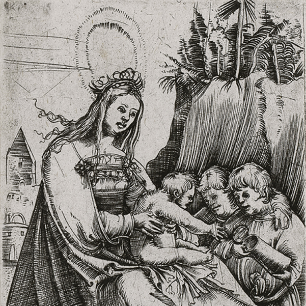 Virgin and child with two boys