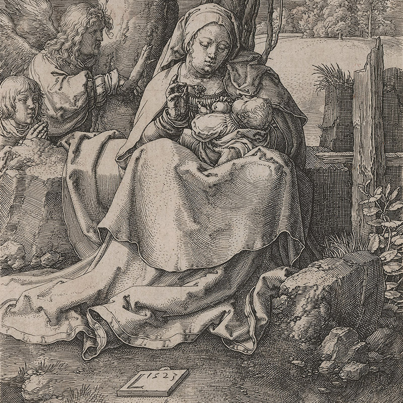 The virgin and child with two angels