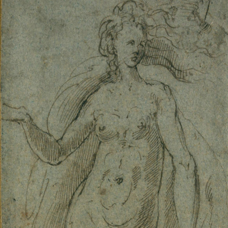 Female figure looking down