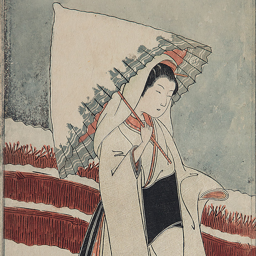 A lady in a snow landscape