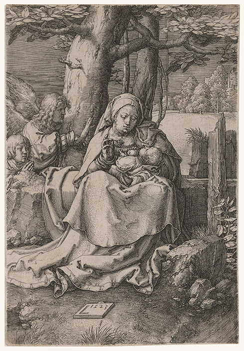 The virgin and child with two angels