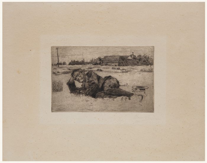 Portrait of Mario Sironi lying on a lawn